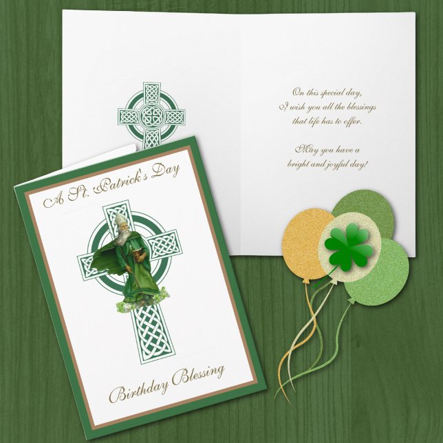 St. Patrick's Day Birthday Green Celtic Cross Card (Creator Uploaded)