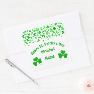 St Patrick's Day Birthday Green Shamrocks Confetti Square Sticker
