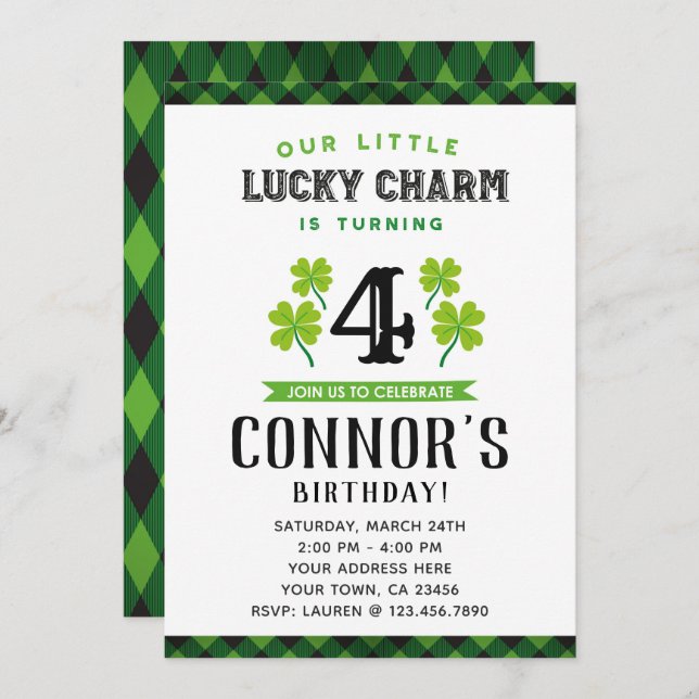 St Patrick's Day Birthday Invitation (Front/Back)