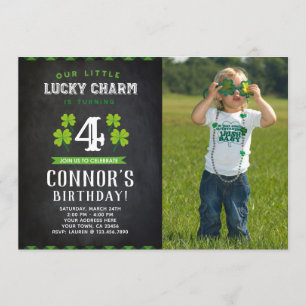 St Patrick's Day Birthday Invitation with Photo