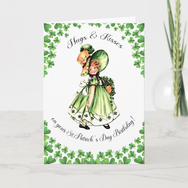 St. Patrick's Day Birthday. Little Irish Girl  Card (Front)