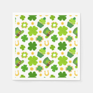 St. Patrick's Day Birthday Lucky Shamrocks Pattern Napkin