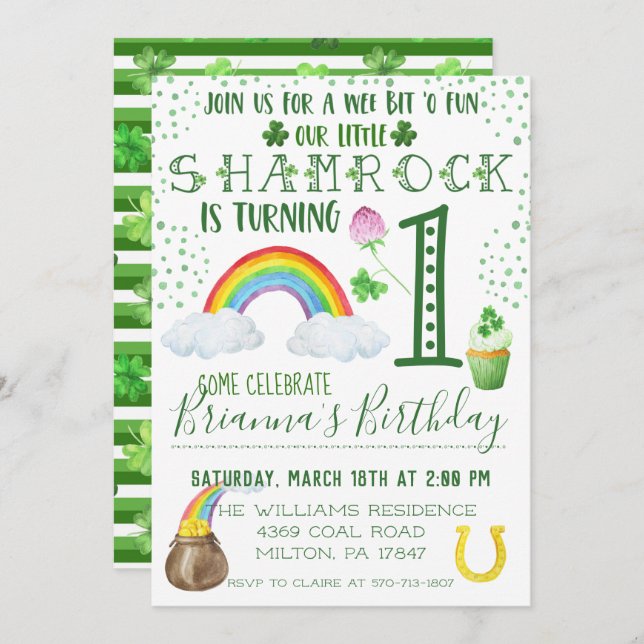St. Patrick's Day Birthday Party Invitation (Front/Back)