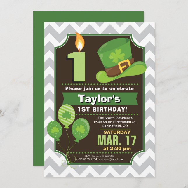St. Patrick's Day Birthday Party Invitation (Front/Back)