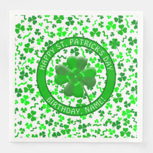 St Patrick's Day Birthday Shamrocks Personalized Napkin