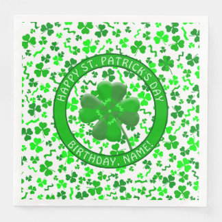 St Patrick's Day Birthday Shamrocks Personalized Napkin