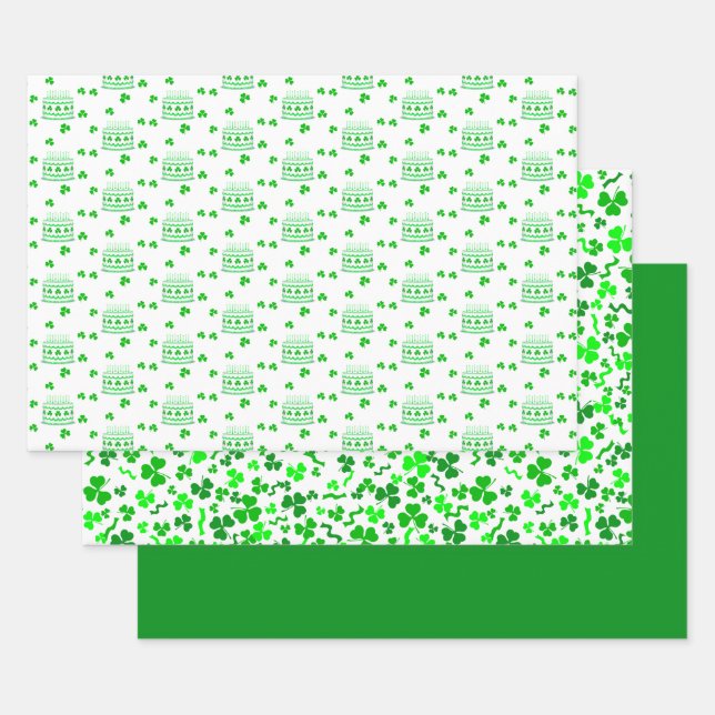 St Patrick's Day Birthday  Wrapping Paper Sheet (Set)