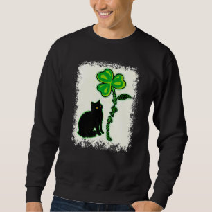 St Patricks Day Black Cat My Lucky Charm Bleached Sweatshirt
