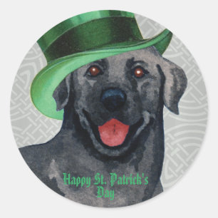 St. Patrick's Day Black Lab Classic Round Sticker