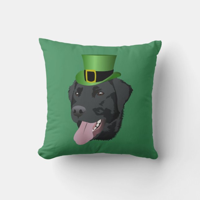 St. Patrick's Day Black Lab Cushion (Front)
