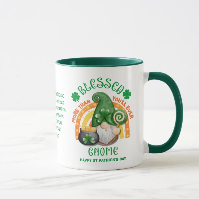 St Patrick's Day BLESSED Irish Gnome Christian Mug (Right)