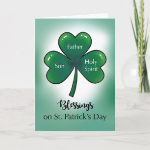St. Patrick's Day Blessings With Shamrock Catholic Card