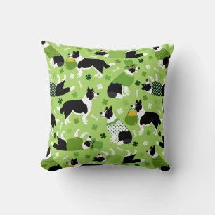 St. Patrick's Day Border Collie Pattern Cushion