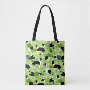 St. Patrick's Day Border Collie Pattern Tote Bag