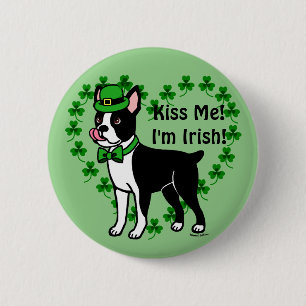 St. Patrick's Day Boston Terrier 3 6 Cm Round Badge