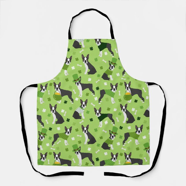 St. Patrick's Day Boston Terrier Apron (Front)