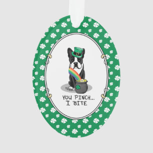 St. Patrick's Day Boston Terrier (black) Cute Dog Ornament