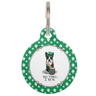 St. Patrick's Day Boston Terrier (black) Cute Dog Pet Tag