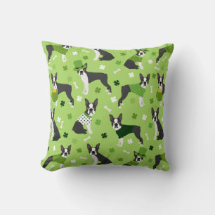St. Patrick's Day Boston Terrier Cushion