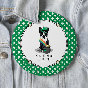 St. Patrick's Day Boston Terrier Dog (black) Cute 6 Cm Round Badge