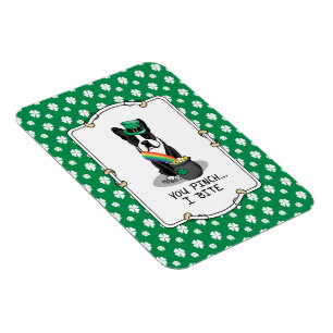 St. Patrick's Day Boston Terrier Dog (black) Cute Magnet