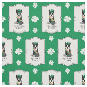St. Patrick's Day Boston Terrier Dog (black) Funny Fabric