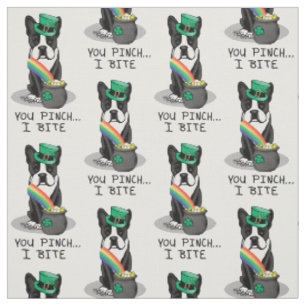 St. Patrick's Day Boston Terrier Dog (black) Funny Fabric