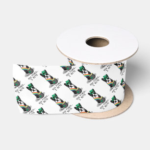 St. Patrick's Day Boston Terrier Dog (black) Funny Satin Ribbon