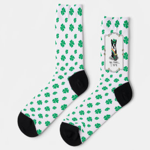 St. Patrick's Day Boston Terrier Dog (black) Funny Socks