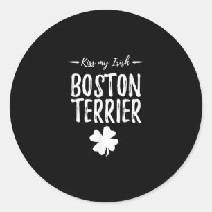 St Patricks Day Boston Terrier Dog Mum Funny Irish Classic Round Sticker