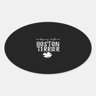 St Patricks Day Boston Terrier Dog Mum Funny Irish Oval Sticker