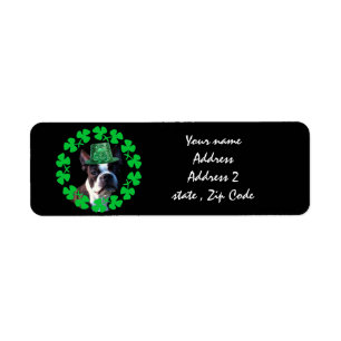 St Patricks day Boston Terrier dog Return Address Label
