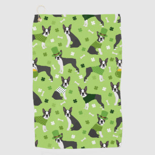 St. Patrick's Day Boston Terrier Golf Towel