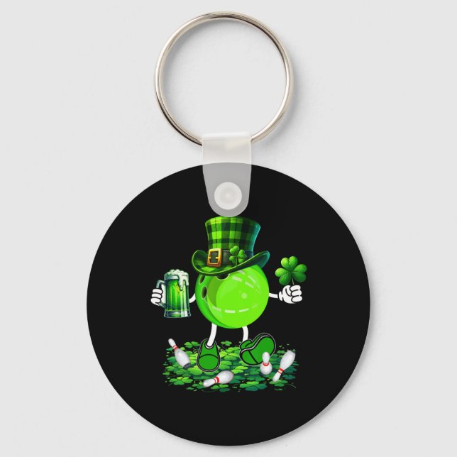 St. Patrick's Day Bowling Drinking Beer Lover Play Key Ring (Front)