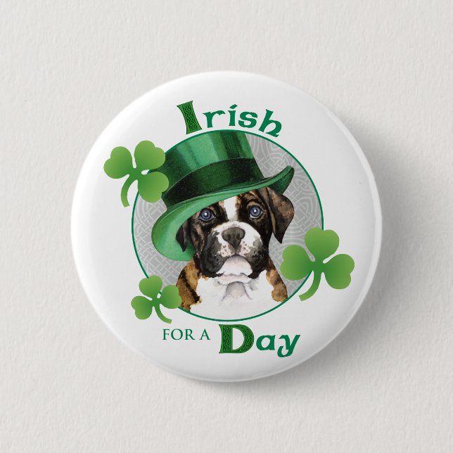 St. Patrick's Day Boxer 6 Cm Round Badge (Front)
