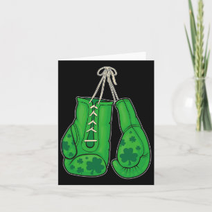 St Patricks Day Boxing Gloves Green Lucky Shamrock Card