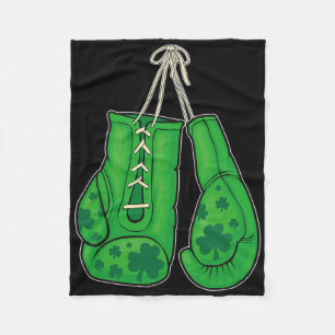 St Patricks Day Boxing Gloves Green Lucky Shamrock Fleece Blanket