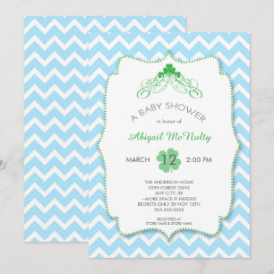 St Patrick's Day Boy Baby Shower Invites
