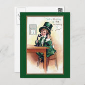 St Patrick's Day Boy on Antique Phone Postcard (Front/Back)