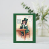 St Patrick's Day Boy on Antique Phone Postcard (Standing Front)