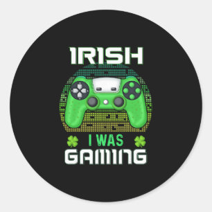 St Patricks Day Boys Kids Gamer Shamrock Irish I W Classic Round Sticker