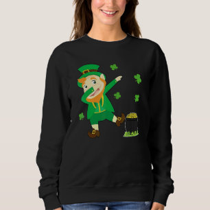 St Patricks Day  Boys Kids Men Dabbing Leprechaun  Sweatshirt