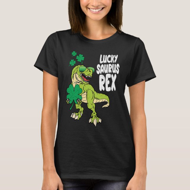 St Patricks Day Boys Kids Toddlers Lucky Saurus Re T-Shirt (Front)