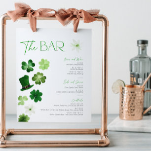 St. Patrick's Day Bridal Bar Menu Cocktail Drinks Pedestal Sign