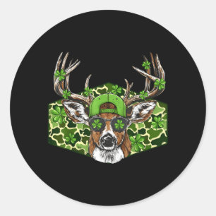 St Patricks Day Buck Camo Lucky Hunting Deer Irish Classic Round Sticker