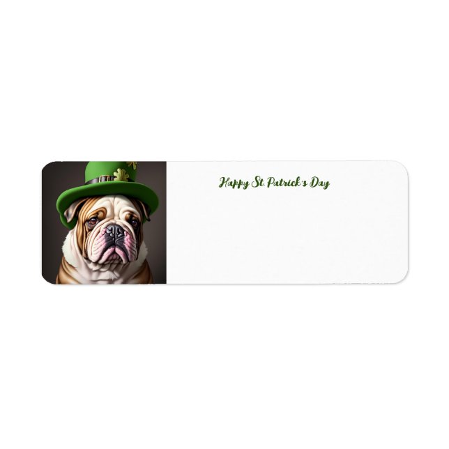 St. Patrick's Day Bulldog Return Address Label (Front)