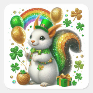 St. Patricks Day Bunny Square Sticker
