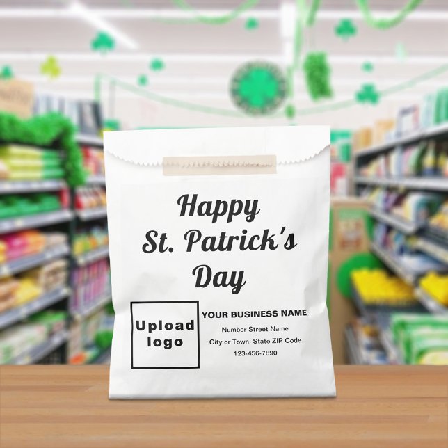 St. Patrick's Day, Business Brand, White Paper Bag (Business brand with St. Patrick's Day greeting on white paper bag)