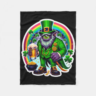 St Patrick's Day Bylor Of The Evil Eye Irish Demon Fleece Blanket