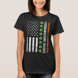 St Patrick's Day C Leaf Shenanigans Squad US Flag T-Shirt